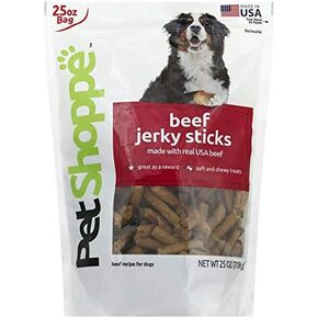 PetShoppe Beef Jerky Sticks علاج للكلاب خالي من الذرة وفول الصويا والقمح والغلوتين - مصنوع ومصدر في الولايات المتحدة الأمريكية. (25 أونصة)