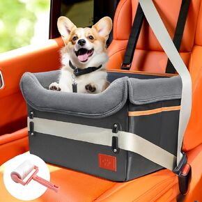Dog Car Seats for Small Dogs, Portable Pet Car Seat with Safe Buckles and Clip-On Leash, Soft Dog Booster Car Seat Waterproof Dog Car Travel Bed for 0-25 lbs,Washable & Detachable