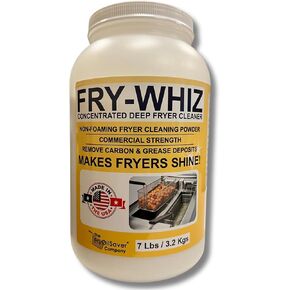 Fry-Whiz Deep Fryer Cleaner, Non-Foaming Fryer Cleaning Powder, Magic Clean Fryer Boil Out Powder to Remove Carbon & Grease Deposits in Deep Fryers, Makes Fryers Shine, 1 Gal Jar