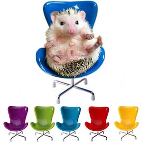 Hedgehog Chair Mini Plastic Swivel Seat Small Animal Toys Habitat Decor Cage Accessories Hedgehog Supplies Photo Props Chair Toy for Hedgehog,Bird,Parrot,Mouse,Chinchilla, Rat,Gerbil,Dwarf Hamster