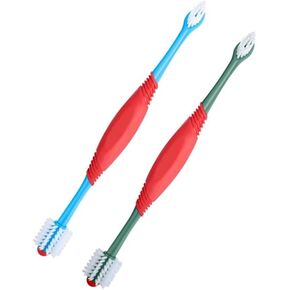 2 Pcs Dog Toothbrush 360 Degree Dog Tooth Brush, Dual Head Dog Tooth Brushing Kit Non Slip Toothbrush for Dogs and Cat Teeth Clean Pet Toothbrush Dental Care Dog Toothbrushes Puppy Tooth Brushing Kit
