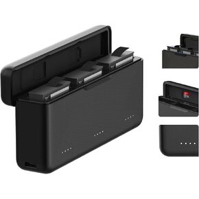 TELESIN Osmo Action 3/4 Battery Charger for DJI Action 3 4 Triple Slot USB Fast Charging Case with Type-C Cord Batteries Carry Case Fully Compatible with Original DJI Osmo Action 3 4 Extreme Battery
