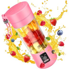 Portable Blender, Personal Size Blender for Shakes and Smoothies with 6 Ultra Sharp Blades, 17Oz 4000mAh Powerful Juicer, Mini Blender Cup with Travel Lid and USB Rechargeable for Office, Gym, Kitchen