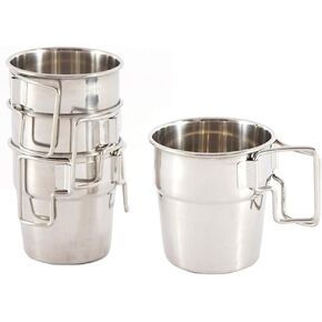 Doherty 4PCS Stackable Stainless Steel Camping Cups with Folding Handle Outdoor Travel Cup Set Camping Stackable Cups