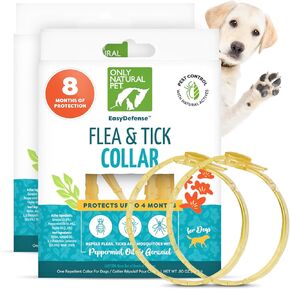 Only Natural Pet EasyDefense Flea & Tick Dog Collar - Canine Flea Collars Flea and Tick Control - Pet Flea Care That Protects up to 4 Months - for Dogs (2 Pack)