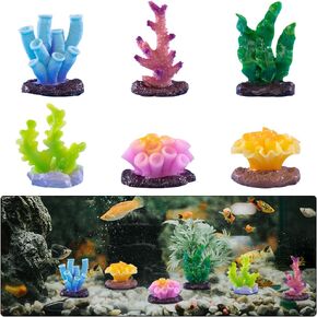 Aquarium Coral Ornament, Fish Tank Decorations, 6pcs Fake Coral Plant Aquarium Decorations Artificial Resin Colorful Coral Reef Fish Tank Accessories for Household Office