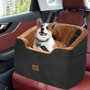 OTOB Memory Foam Dog Booster Car Seat for Small Medium Dogs Up to 37lbs, Detachable Washable Dog Carseat Thick Cushion, Puppy Car Seat Travel Bed with Storage Pockets and Adjustable Safety Belt
