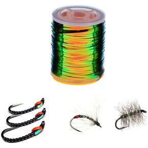 Pack of 1 Peacock Flat Tinsel 0.04"*80 YD Fly Tying Floss Thread Silky Yarns Fly Fishing Tying line Fly Fishing Tying Materials