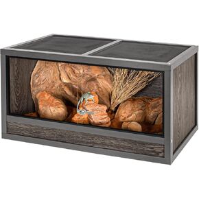 120 Gallon Reptile Tank, 48" x 24" x 24" Wooden Reptile Terrarium with Sliding Door & Top Screen Ventilation, Suitable for Bearded Dragon Ball Python Gecko Lizard, Better Insulation