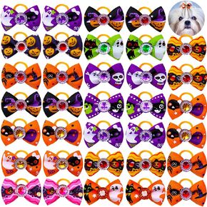 20pcs/10 Pairs Dog Hair Bows for Halloween Dog rhinestone Bows Bling Puppy Dog Bows Dog Grooming Accessories