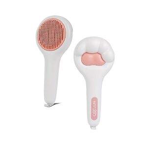 Cat Brush for Long or Short Haired Cats and Dogs, Self Cleaning Pet Hair Brush, Removes Loose Fur, Tangles, Mats, Dander, Dirt, Provides Relaxing Massage, Pink White