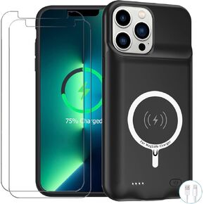 Battery Case for iPhone 13 Pro Max, Enhanced 10800mAh Portable Protective Wireless Charging Case Support Carplay Compatible with iPhone 13 Pro Max (6.7 inch) Rechargeable Battery Charger Case (Black)