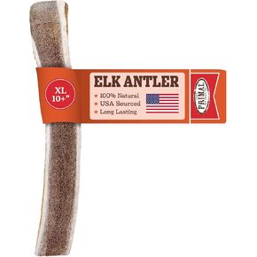 Primal Antlers for Dogs - Grade A Split Elk Antlers for Large Dogs 45-60 lb - Natural Dog Chews for Aggressive Chewers - Naturally Shed Antlers - Long Lasting Dog Bones - 1 ct