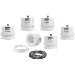 Pure Resonance Audio 3 Inch 70 Volt Ceiling Speaker Bundle with Installation Wire - Contractor Pack (6 Speakers)