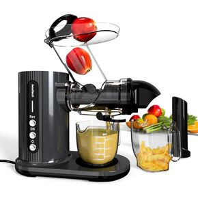 Slow Juicer Machines, IWODTECH 3.1-INCH Wide Feed Chute Masticating Juicer, Cold Press Juicer for Fruits and Vegetable, With Reverse Function & Quiet Motor, Easy to Clean with Brush, Grey in Kuwait