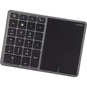 Zunate Numeric Keypad, 22 Keys Type C Rechargeable Number Pad with Touchpad, USB Receiver, Dual Mode Mini Numeric Keypad for Laptop, PC (Grey)