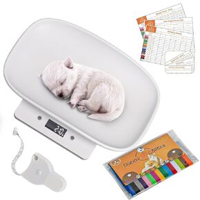 Digital Pet Scale, Small Weighing Scales, LCD Electronic Mini Scale for Precise Measurements of Babies, Animals, Food Scales for Kitchen, Ideal for Pet Owners (Pet Scale with Collars&Record Charts)