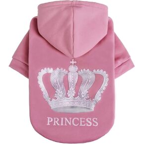 EXPAWLORER Prince Dog Hoodie للأولاد - سترة بغطاء رأس للكلاب مع فتحة للمقود، ملابس للكلاب للطقس البارد، سويت شيرت مع جيب، ملابس دافئة للحيوانات الأليفة، معاطف شتوية للكلاب XS-XXL