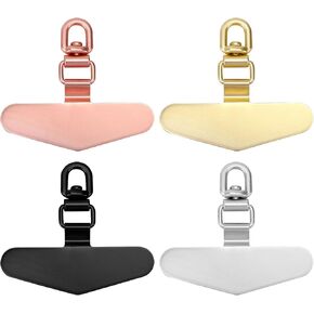 4pcs Cell Phone Lanyard Patches, Heart Shaped Metal Phone Tether Tab Rotatable 360°Universal Phone Case Patch Phone Strap Accessories Replacement (Rose Gold, Gold, Black, Silver)