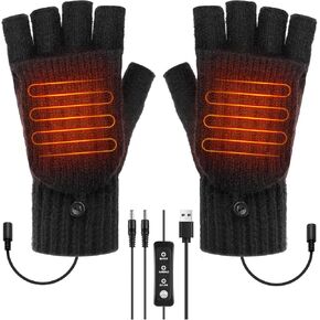 قفازات USB ساخنة للرجال والنساء، قفازات تدفئة شتوية دافئة لتدفئة اليدين بالكامل ونصف درجة حرارة قابلة للتعديل، قفازات كهربائية بدون أصابع قابلة للغسل وقفازات شاشة لمس للكمبيوتر المحمول in Kuwait