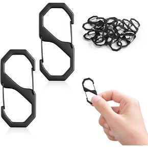 20cs S Carabiner Small Alloy Snap Hook 1.6 Inch Carabiners Dual Opening Design, Replacement Mini Carabiner Clip,Versatile Carabiner Mini Dual Wire Gate Clip Interlocking Tiny Clip Attachment