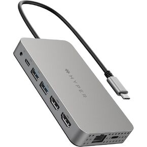 HyperDrive 4K Dual HDMI USB C Hub M1 MacBook 10in1: Dual 4K HDMI, Gigabit Ethernet, USB-A, USB-C, USB-C 100W Power Delivery, MicroSD/SD, Headphone Jack for MacBook Pro/Air(M1), Windows PC, Chromebook