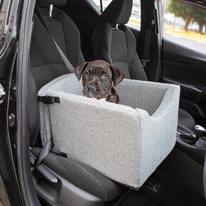مقعد سيارة للكلاب - مقعد معزز للكلاب الصغيرة والقطط يصل وزنها إلى 25 رطلاً - مقعد سيارة للحيوانات الأليفة قابل للغسل للمقعد الأمامي أو الخلفي مع حبل أمان من بيت ميكر in Kuwait