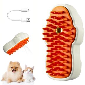 Steamy Cat Brush, 3 in 1 Cat Steam Brush for Shedding, Rechargeable Steam Pet Brush for Dog and Cat, Steamy Cat Brush Comb Pet Hair Remover Tool