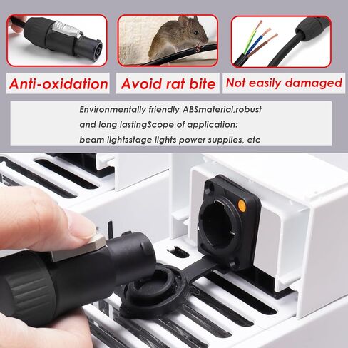 موصلات قفل PowerCon True مقاومة للماء - 4 عبوات، 3 دبابيس رأس تثبيت على لوحة ذكر تيار متردد، 20 أمبير 250 فولت، حماية IP65 الخارجية لطاقة إضاءة المسرح، معدات الصوت (الإخراج) in Kuwait