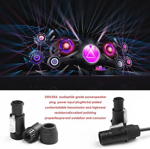 موصلات قفل PowerCon True مقاومة للماء - 4 عبوات، 3 دبابيس رأس تثبيت على لوحة ذكر تيار متردد، 20 أمبير 250 فولت، حماية IP65 الخارجية لطاقة إضاءة المسرح، معدات الصوت (الإخراج) in Kuwait