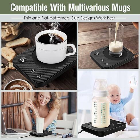 Mug Warmer, Coffee Mug Warmer with 3 Temperature, Coffee Warmer with 6 Timer Auto - Off, Mug Warmer for Desk Can Heat Coffee, Milk, Tea and Hot Chocolate, Coffee Cup Warmer Comes with EVA Silicone Pad in Saudi Arabia