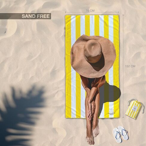 Microfiber Beach Towel, Quick Dry, Compact, Travel-Friendly Towel, Sand Free for Beach, Camping, Swim Pool, Cabana, Gym, Sports & Yoga - Includes Bag - Dark Denim Blue Striped in Saudi Arabia
