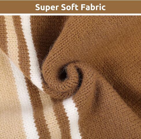 Queenmore Dog Striped Knitted Sweater, Turtleneck Pullover Pet Coat, Dog Winter Clothes with Leash Hole for Small Medium &Large Dogs(Brown,S) in Kuwait