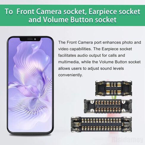 7 قطع لهاتف iPhone X مقبس توصيل اللوحة الأم مجموعة بديلة لهاتف iPhone 10 تتضمن سماعة الأذن الأمامية وزر الصوت ومحول البطارية وموصل الكاميرا الأمامية وفتحة الأشعة تحت الحمراء in Saudi Arabia