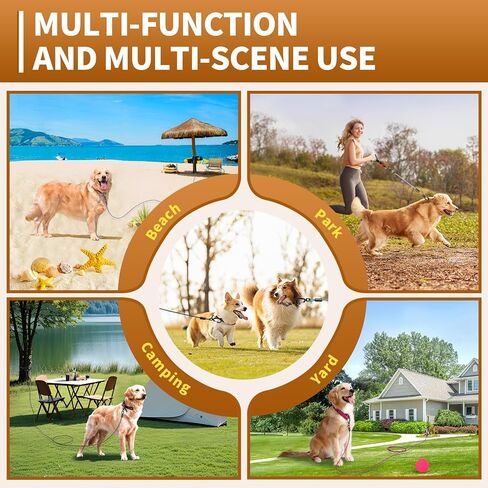 كابل مقود للكلاب شديد التحمل للفناء والتخييم، كابل مقود للكلاب مقاوم للصدأ مع مقبض حمل، لا يوجد حبل متشابك للكلاب المتوسطة والكبيرة التي يصل وزنها إلى 500 رطل، 30 قدمًا، أسود in Kuwait
