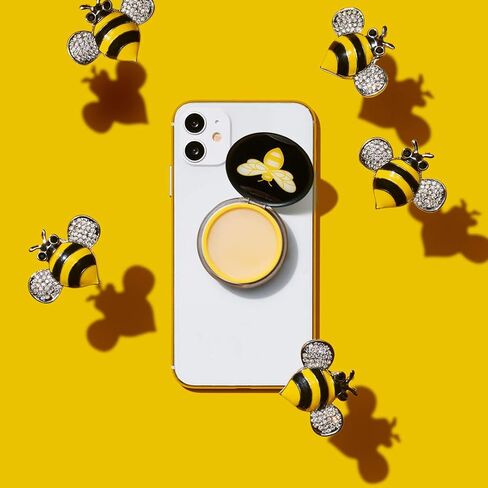 PopSockets Lip Balm Phone Grip with Expanding Kickstand, PopLips, Burt's Bees, PopSockets for Phone - Bee Logo Black in Saudi Arabia
