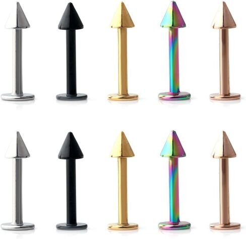 Ruifan 10PCS 16G Surgical Steel Labret Monroe Lip Ring Tragus Helix Earring Stud Piercing Jewelry in Saudi Arabia
