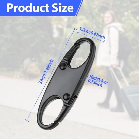 Double Small Carabiner Clips, 10 Pcs S Carabiner Zipper Clip Anti Theft Deterrent Alloy Snap Hook Keychain Clip Zipper Pull Locks for Backpacks Traveling Fishing Camping(5Pcs Black+5Pcs Silver) in Saudi Arabia