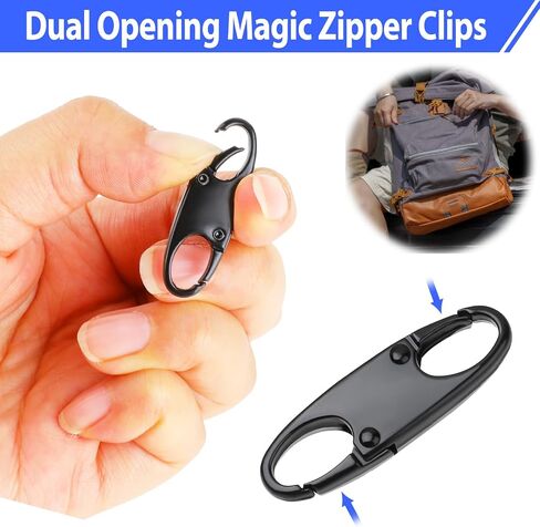 Double Small Carabiner Clips, 10 Pcs S Carabiner Zipper Clip Anti Theft Deterrent Alloy Snap Hook Keychain Clip Zipper Pull Locks for Backpacks Traveling Fishing Camping(5Pcs Black+5Pcs Silver) in Saudi Arabia