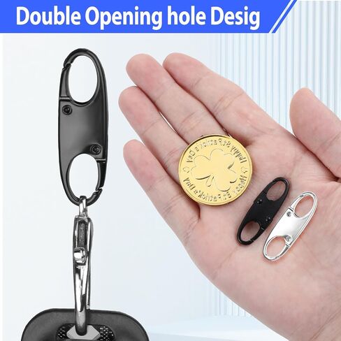 Double Small Carabiner Clips, 10 Pcs S Carabiner Zipper Clip Anti Theft Deterrent Alloy Snap Hook Keychain Clip Zipper Pull Locks for Backpacks Traveling Fishing Camping(5Pcs Black+5Pcs Silver) in Saudi Arabia