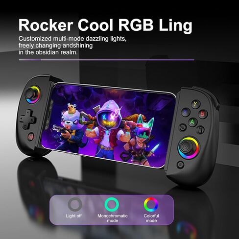 وحدة تحكم الألعاب المحمولة MAGIC BLOCK، عصا التحكم RGB، مشغل خطي، توربو/اهتزاز/6 محاور جيروسكوبية، لجهاز iPad/الكمبيوتر اللوحي 10.2 بوصة، iPhone/Android/PC/Switch/PS4/Xbox/Cloud Gaming (سماء نجمية بيضاء) in Kuwait