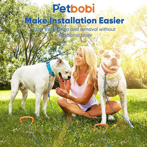 حزمة من قطعتين من Petbobi Dog Tie Out Stake، مرساة للكلاب شديدة التحمل مقاس 16 بوصة للتخييم في الفناء، فولاذ صلب 9 مم، مقبض حلزوني للكلب ذو مقبض ناعم برتقالي مع حلقة توصيل غير متشابكة للكلاب الصغيرة والكبيرة التي يصل وزنها إلى 120 رطلًا in Kuwait