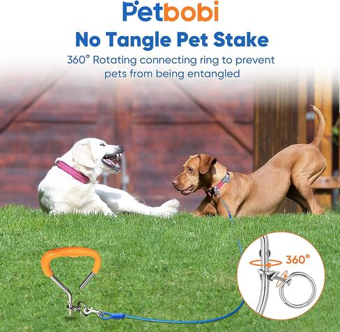 حزمة من قطعتين من Petbobi Dog Tie Out Stake، مرساة للكلاب شديدة التحمل مقاس 16 بوصة للتخييم في الفناء، فولاذ صلب 9 مم، مقبض حلزوني للكلب ذو مقبض ناعم برتقالي مع حلقة توصيل غير متشابكة للكلاب الصغيرة والكبيرة التي يصل وزنها إلى 120 رطلًا in Kuwait