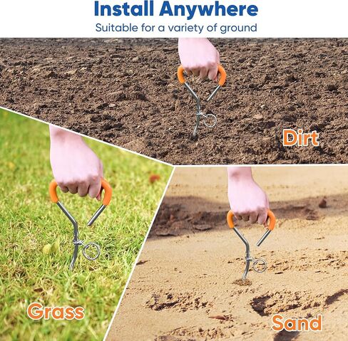 حزمة من قطعتين من Petbobi Dog Tie Out Stake، مرساة للكلاب شديدة التحمل مقاس 16 بوصة للتخييم في الفناء، فولاذ صلب 9 مم، مقبض حلزوني للكلب ذو مقبض ناعم برتقالي مع حلقة توصيل غير متشابكة للكلاب الصغيرة والكبيرة التي يصل وزنها إلى 120 رطلًا in Kuwait