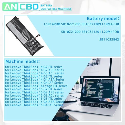 بطارية L19C4PDB L19M4PDB لجهاز Lenovo ThinkBook 14s Yoga ITL/14 G2 ARE/14 G3 ACL/14 G3 ITL/15.36V/14 G4 ABA/ThinkBook 15 G2 ITL/15 G2 are/ 15 G3 ACL/15 G3 ITL/15 G4 ABA L20M4PDB 60 واط ساعة in Saudi Arabia