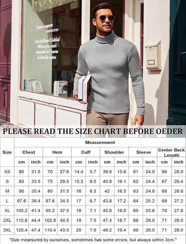 COOFANDY Men's Slim Fit Turtleneck Sweater Casual Pullover Sweater Lightweight Ribbed Sweater in Saudi Arabia