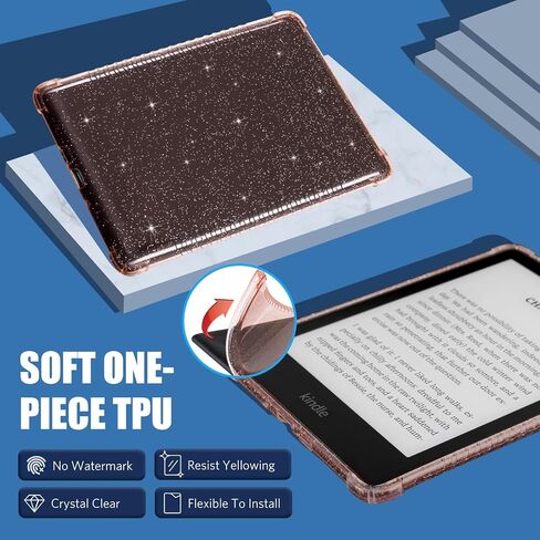 حافظة CoBak الشفافة لجهاز Kindle Paperwhite الجديد تمامًا الجيل الحادي عشر 2021 والإصدار المميز (6.8 بوصة) - غطاء خلفي من السيليكون خفيف الوزن ومقاوم للخدش، وردي لامع in Saudi Arabia