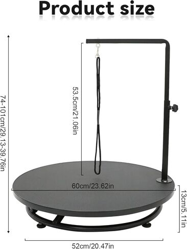 طاولة العناية بالحيوانات الأليفة مقاس 24 بوصة من Kalolary مع حلقة، طاولة دوارة 360 درجة للكلاب، طاولة تزيين بارتفاع قابل للتعديل للكلاب الصغيرة، محطة طاولة سبا منزلية للحيوانات الأليفة in Kuwait