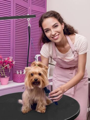 طاولة العناية بالحيوانات الأليفة مقاس 24 بوصة من Kalolary مع حلقة، طاولة دوارة 360 درجة للكلاب، طاولة تزيين بارتفاع قابل للتعديل للكلاب الصغيرة، محطة طاولة سبا منزلية للحيوانات الأليفة in Kuwait