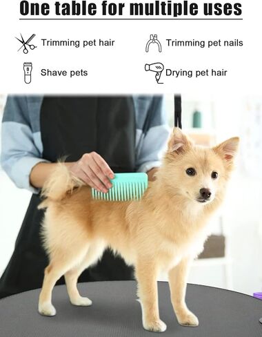 طاولة العناية بالحيوانات الأليفة مقاس 24 بوصة من Kalolary مع حلقة، طاولة دوارة 360 درجة للكلاب، طاولة تزيين بارتفاع قابل للتعديل للكلاب الصغيرة، محطة طاولة سبا منزلية للحيوانات الأليفة in Kuwait